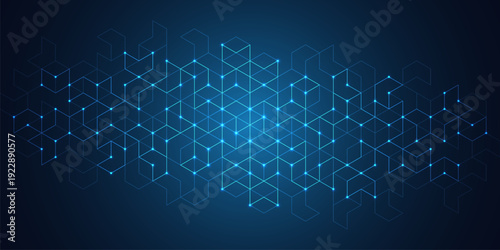 Abstract technology background with a geometric pattern of hexagon shapes. Graphic design element