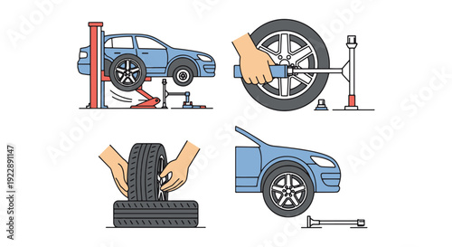 Tire Replacement soft tone abstract vector