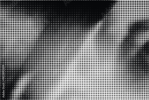 Abstract black and white halftone pattern with a textured, almost painterly feel, creating a moody atmosphere isolated on transparent background, Vector, illustration