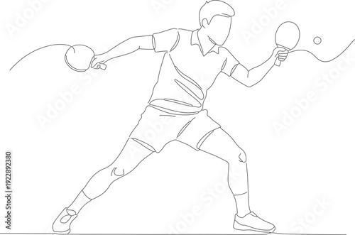 Line Art Silhouette Person Playing Table Tennis Sport Illustration