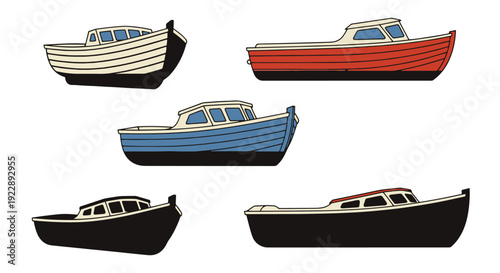 Wooden Boat Line art creative smooth color vector abstract bright tone