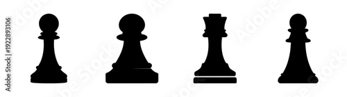 Chess Pieces Silhouettes Strategy Planning Flat Design vector illustration