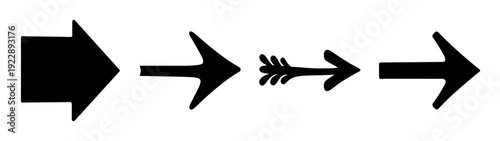 Four Different Arrows Pointing Right in Flat Design Vector Illustration