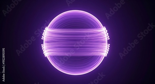 Purple egg shaped object with glowing lines wrapped around it
