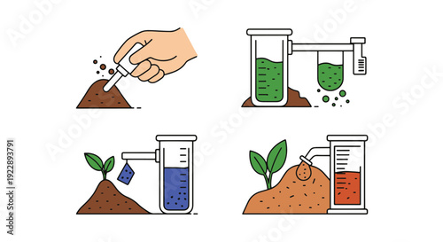 Soil Testing Line modern color design illustration