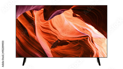 Tableau sur toile Ultra HD OLED TV Display with Vibrant Canyon Display Isolated on Transparent Bac