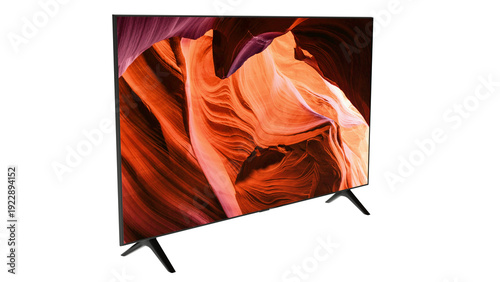 Modern Smart TV with Canyon Display Screen Isolated on Transparent Background