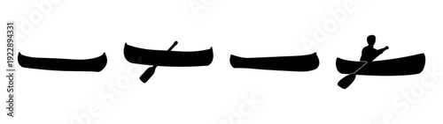Canoeing Silhouettes Vector Set flat design vector illustration