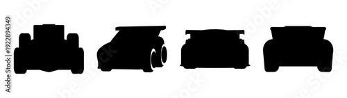 Racing Cars Silhouettes Set on White Background vector illustration