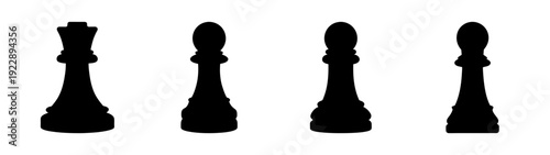 Chess pieces silhouettes in a row flat design vector illustration