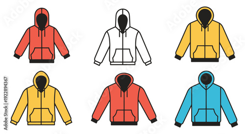 Zip Hoodie Line art simple minimal color illustration