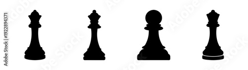 Chess Pieces Silhouettes Vector Illustration on White Background flat design