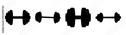 Weightlifting barbell with black plates flat design vector illustration
