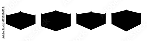 Wrestling Ring Silhouette Icons Set in Flat Design Vector Illustration