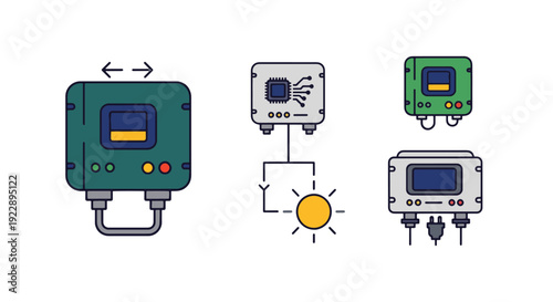 Solar Inverter Line dynamic colorful design illustration