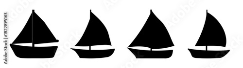 Sailboats Silhouette Set on White Background vector illustration