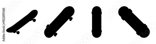 Skateboard Silhouettes in Various Positions Flat Design vector illustration