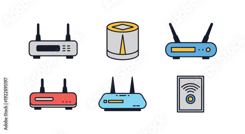 WiFi Router Line art soft tone color illustration