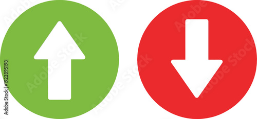 Green arrow pointing up and red arrow pointing down indicating progress and decline