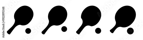 Table Tennis Paddle and Ball Silhouette Set flat design vector illustration