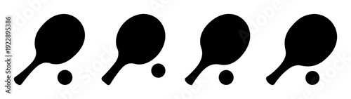 Table Tennis Paddle and Ball Silhouettes in Flat Design Vector Illustration