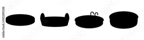 Collection of black swimming pool icons in flat design vector illustration