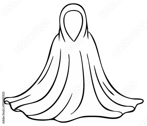Stylized outline of a flowing hooded cloak, representing a ghost or spectral figure
