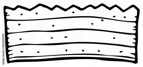Hand drawn illustration of a cracker biscuit or wafer with textured lines and small dots
