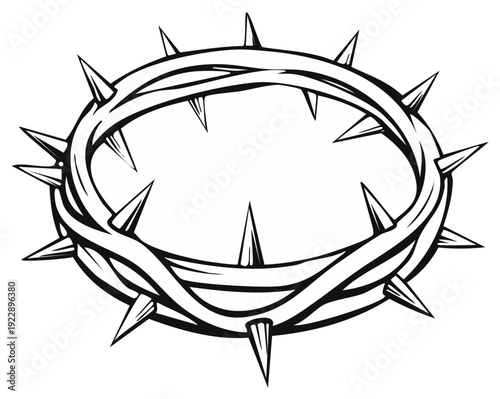 Illustration of a Crown of Thorns woven from branches and sharp spikes