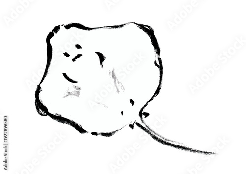 エイの和風筆書きイラスト