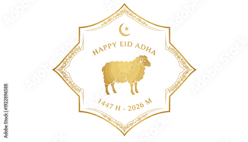 Golden Sheep Icon with Crescent Moon Symbol.
