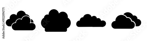 Four cloud icons data storage and backup scalable flat design vector illustration