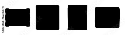 Four Black Square Shapes in a Row Flat Design Vector Illustration