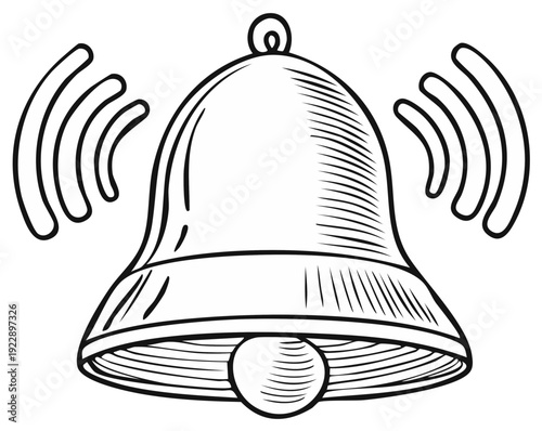 Vintage style ringing bell illustration isolated on white background.