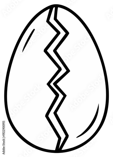 Broken Egg Symbol Showing a Zigzag Crack Indicating a Beginning or End