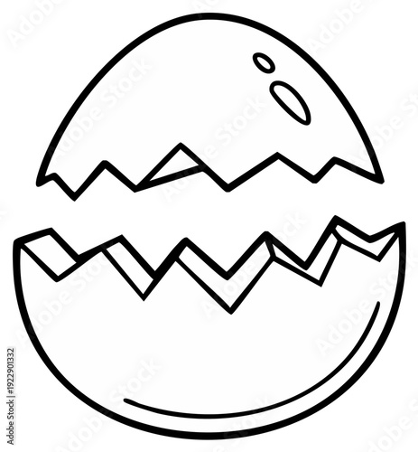 Cracked Easter Egg Outline Emerging Life and New Beginnings Simple Graphic