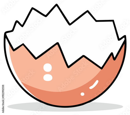 Cracked Open Egg Shell Illustration of Eggshell with a Broken Opening