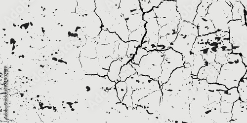 old cracked black on white painted background. Simple eartquake effect suit for cramic or wallpaper. Vector illustration