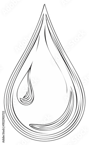 Stylized line art illustration of a single water drop or teardrop icon