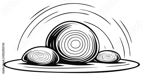 Zen stones and water ripples illustration, meditation concept.