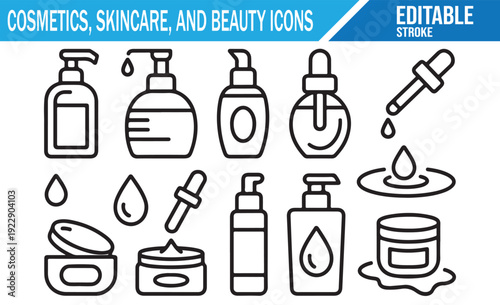 Collection of Organic Skincare and Cosmetic Outline Signs