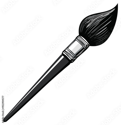 Single paintbrush illustration for painting and drawing tool design element