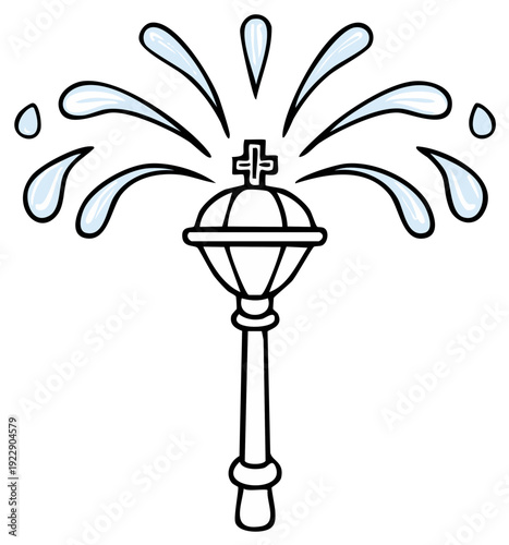 Regal scepter spraying water symbolizing power, authority, and refreshment