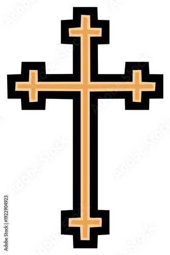 Orthodox Cross Symbol with Layered Outline and Subtle Texture