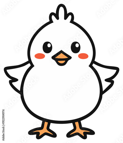 Cute cartoon chick illustration with rosy cheeks and adorable expression