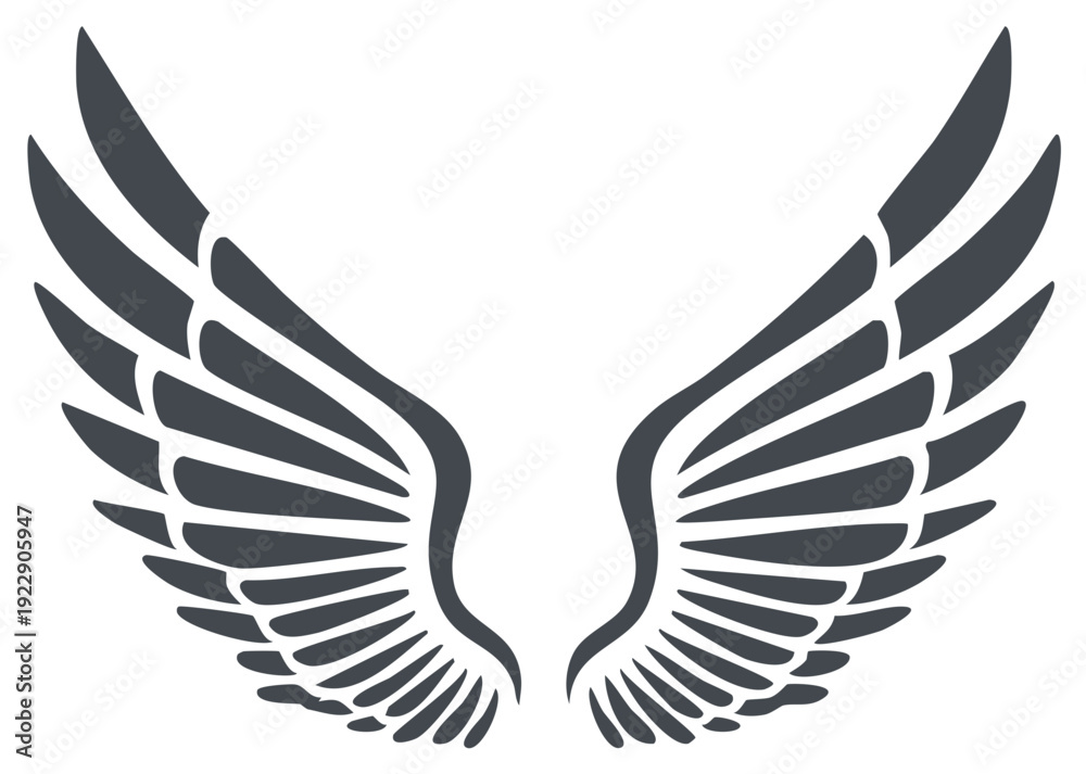 Obraz premium Stylized wings illustration graphic design element for symbol and freedom