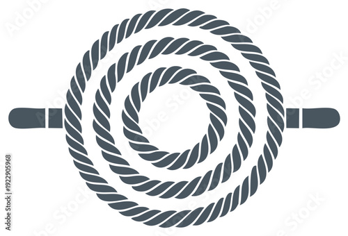 Circular twisted rope with handles illustration, isolated on white background.
