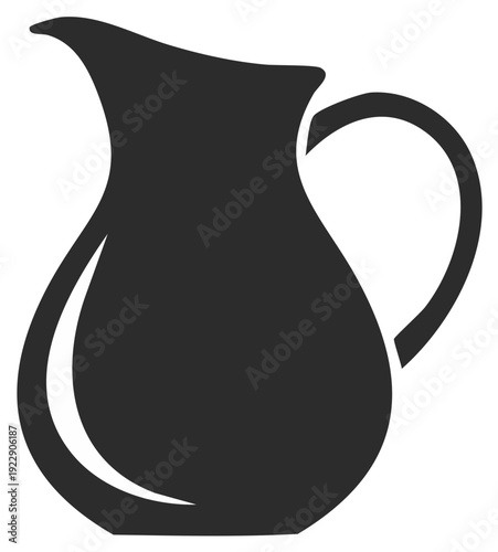 Elegant black silhouette of a classic kitchen pitcher with a handle for beverages