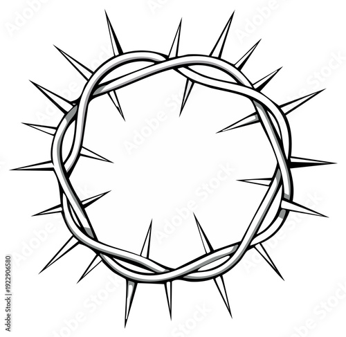Crown of Thorns Illustration A symbolic depiction of faith suffering and redemption with sharp spikes