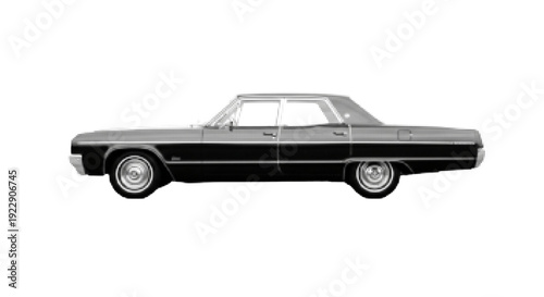 Vintage Sedan Car with Halftone Texture Effect